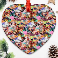 Retro Color Heart Ornament (two Sides) by Sparkle