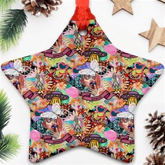 Retro Color Star Ornament (two Sides) by Sparkle