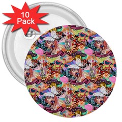 Retro Color 3  Buttons (10 Pack)  by Sparkle