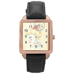 Clown Maiden Rose Gold Leather Watch  by Limerence