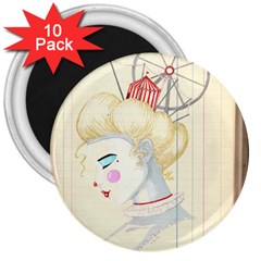 Clown Maiden 3  Magnets (10 Pack)  by Limerence