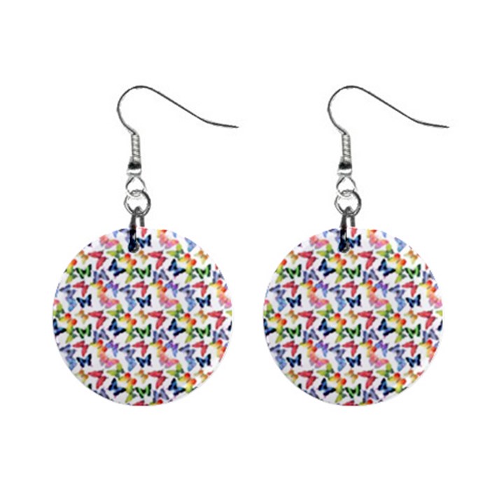 Multicolored Butterflies Mini Button Earrings