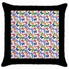 Multicolored Butterflies Throw Pillow Case (black) by SychEva