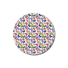 Multicolored Butterflies Rubber Coaster (round) by SychEva