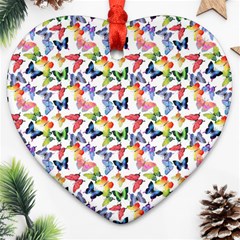 Multicolored Butterflies Heart Ornament (two Sides) by SychEva