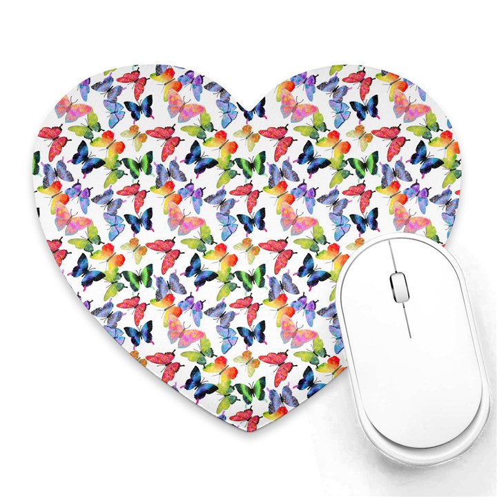 Multicolored Butterflies Heart Mousepads