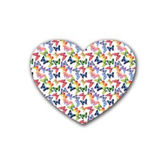 Multicolored Butterflies Rubber Coaster (heart) by SychEva