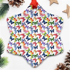 Multicolored Butterflies Snowflake Ornament (two Sides) by SychEva