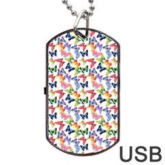 Multicolored Butterflies Dog Tag Usb Flash (two Sides) by SychEva