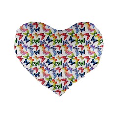 Multicolored Butterflies Standard 16  Premium Flano Heart Shape Cushions by SychEva