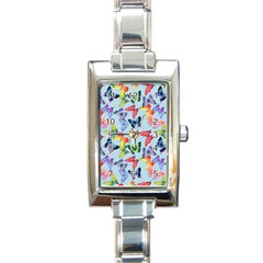 Watercolor Butterflies Rectangle Italian Charm Watch by SychEva