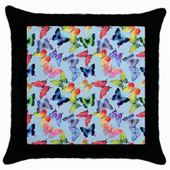 Watercolor Butterflies Throw Pillow Case (black) by SychEva