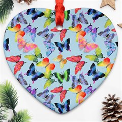 Watercolor Butterflies Heart Ornament (two Sides) by SychEva