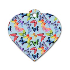 Watercolor Butterflies Dog Tag Heart (one Side) by SychEva