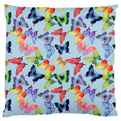 Watercolor Butterflies Large Flano Cushion Case (two Sides) by SychEva