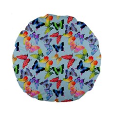 Watercolor Butterflies Standard 15  Premium Flano Round Cushions by SychEva