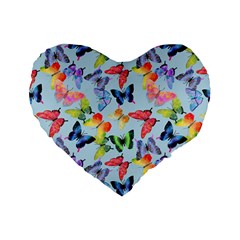 Watercolor Butterflies Standard 16  Premium Flano Heart Shape Cushions by SychEva