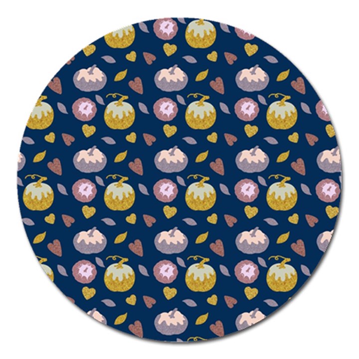 Autumn Pumpkins Magnet 5  (Round)