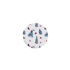 Christmas Trees And Bullfinches 1  Mini Buttons by SychEva