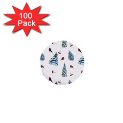 Christmas Trees And Bullfinches 1  Mini Buttons (100 Pack)  by SychEva