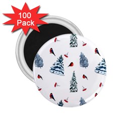 Christmas Trees And Bullfinches 2 25  Magnets (100 Pack)  by SychEva