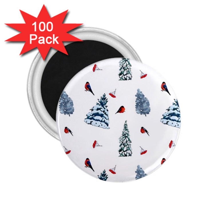 Christmas Trees And Bullfinches 2.25  Magnets (100 pack) 