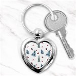 Christmas Trees And Bullfinches Key Chain (Heart) Front