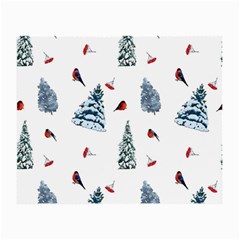 Christmas Trees And Bullfinches Small Glasses Cloth by SychEva