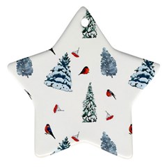 Christmas Trees And Bullfinches Star Ornament (two Sides) by SychEva