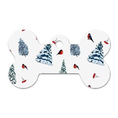 Christmas Trees And Bullfinches Dog Tag Bone (one Side) by SychEva