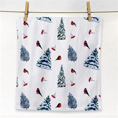 Christmas Trees And Bullfinches Face Towel by SychEva