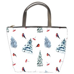 Christmas Trees And Bullfinches Bucket Bag by SychEva