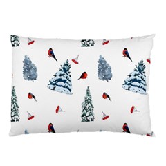 Christmas Trees And Bullfinches Pillow Case by SychEva