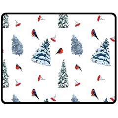 Christmas Trees And Bullfinches Fleece Blanket (medium)  by SychEva