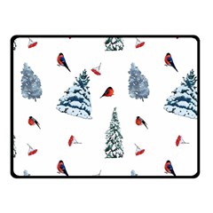 Christmas Trees And Bullfinches Fleece Blanket (small) by SychEva