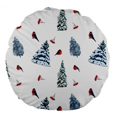 Christmas Trees And Bullfinches Large 18  Premium Round Cushions