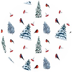 Christmas Trees And Bullfinches Wooden Puzzle Round by SychEva