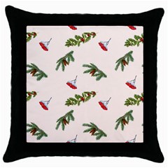 Rowan Branches And Spruce Branches Throw Pillow Case (black) by SychEva