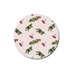 Rowan Branches And Spruce Branches Rubber Round Coaster (4 Pack) by SychEva