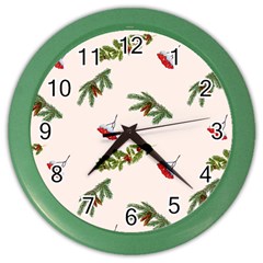 Rowan Branches And Spruce Branches Color Wall Clock by SychEva