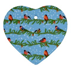 Bullfinches On Spruce Branches Ornament (heart) by SychEva