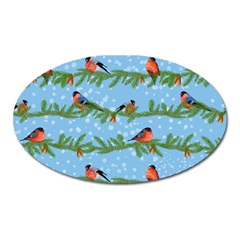 Bullfinches On Spruce Branches Oval Magnet by SychEva