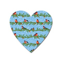 Bullfinches On Spruce Branches Heart Magnet by SychEva