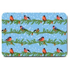 Bullfinches On Spruce Branches Large Doormat  by SychEva