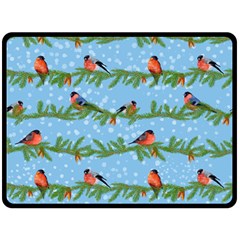 Bullfinches On Spruce Branches Fleece Blanket (large)  by SychEva