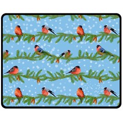 Bullfinches On Spruce Branches Fleece Blanket (medium)  by SychEva