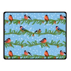 Bullfinches On Spruce Branches Fleece Blanket (small) by SychEva