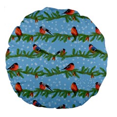 Bullfinches On Spruce Branches Large 18  Premium Round Cushions