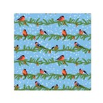 Bullfinches On Spruce Branches Small Satin Scarf (Square) Front