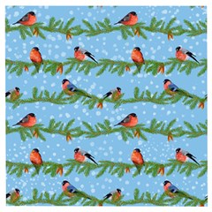 Bullfinches On Spruce Branches Wooden Puzzle Square by SychEva